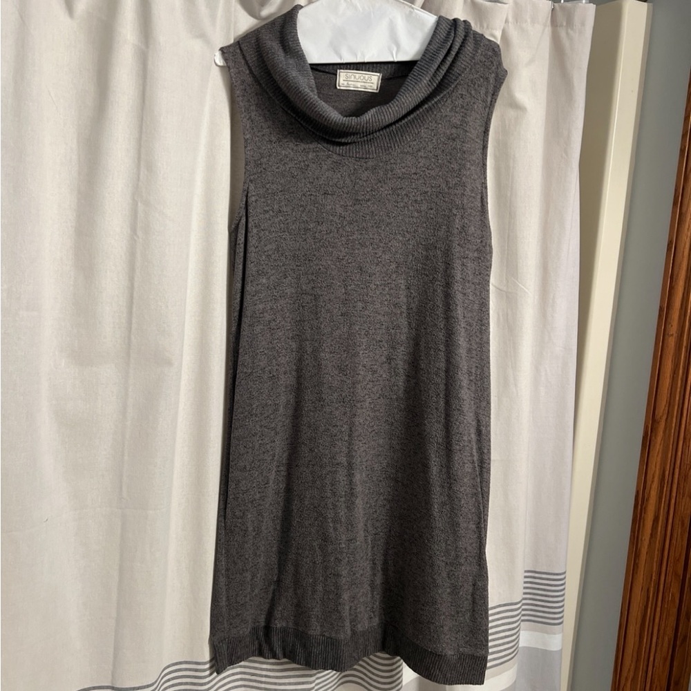 SINUOUS Gray Sleeveless Cowl Neck Sweater Dress – Size M